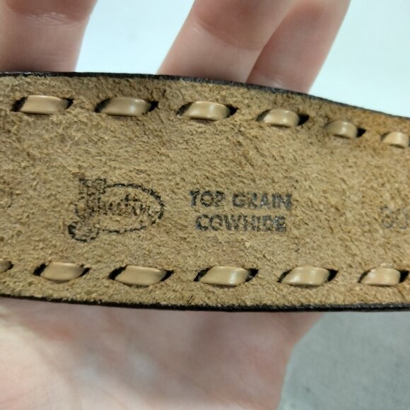 Justin Leather Belt Tooled Western Aztec Thunderbird Coachella Native American M - Picture 8 of 8